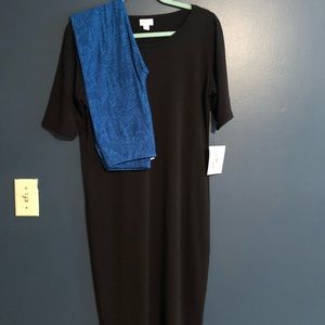 Lularoe Black julia with bear OS leggings